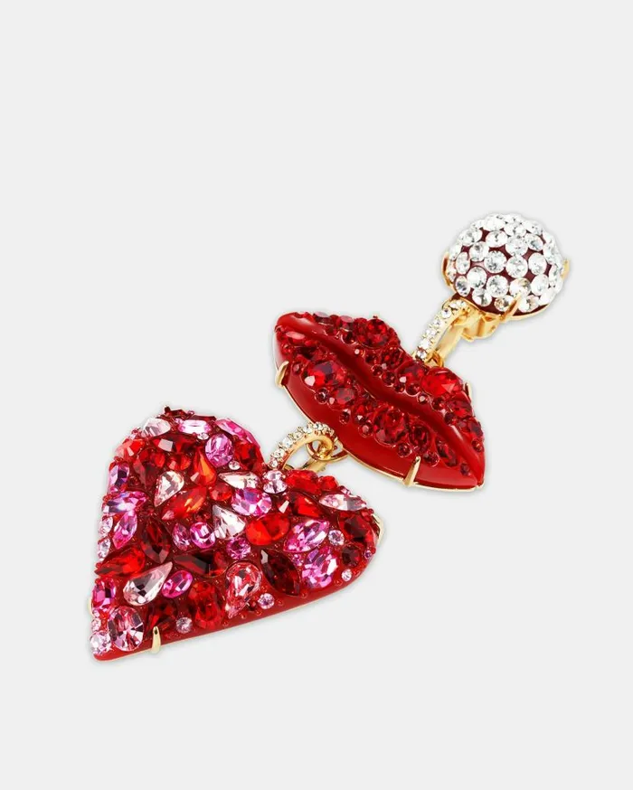 Kiss Me Heart Earrings Red Women Aquazzura Jewelry