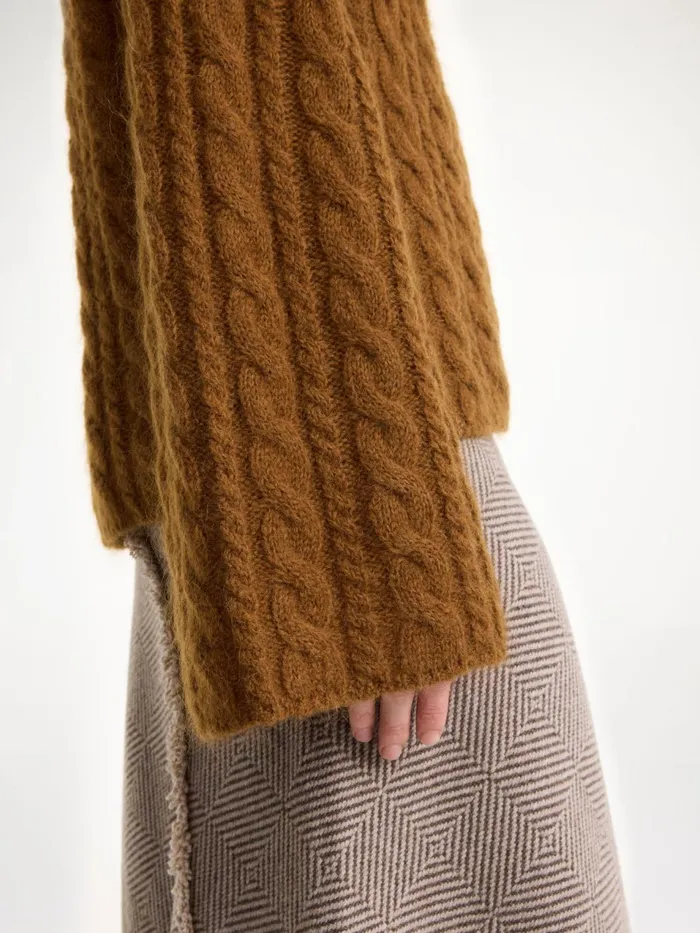 Knitwear Women By Malene Birger Cimone CableKnit Sweater Bison