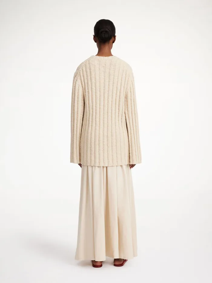 Knitwear Women By Malene Birger Cirra Ribbed Sweater Oyster Gray