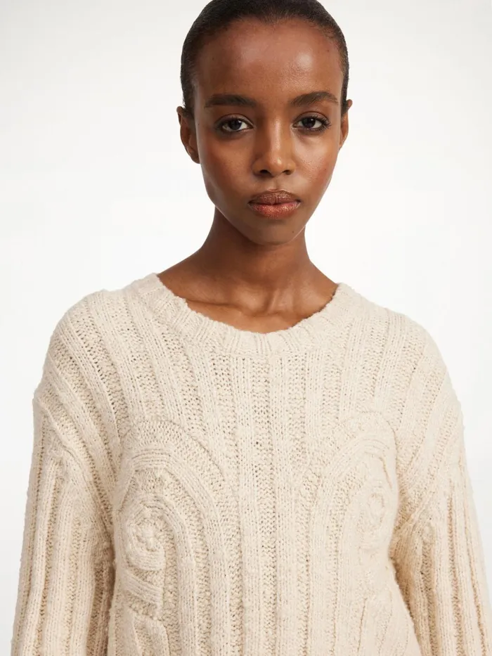 Knitwear Women By Malene Birger Cirra Ribbed Sweater Oyster Gray