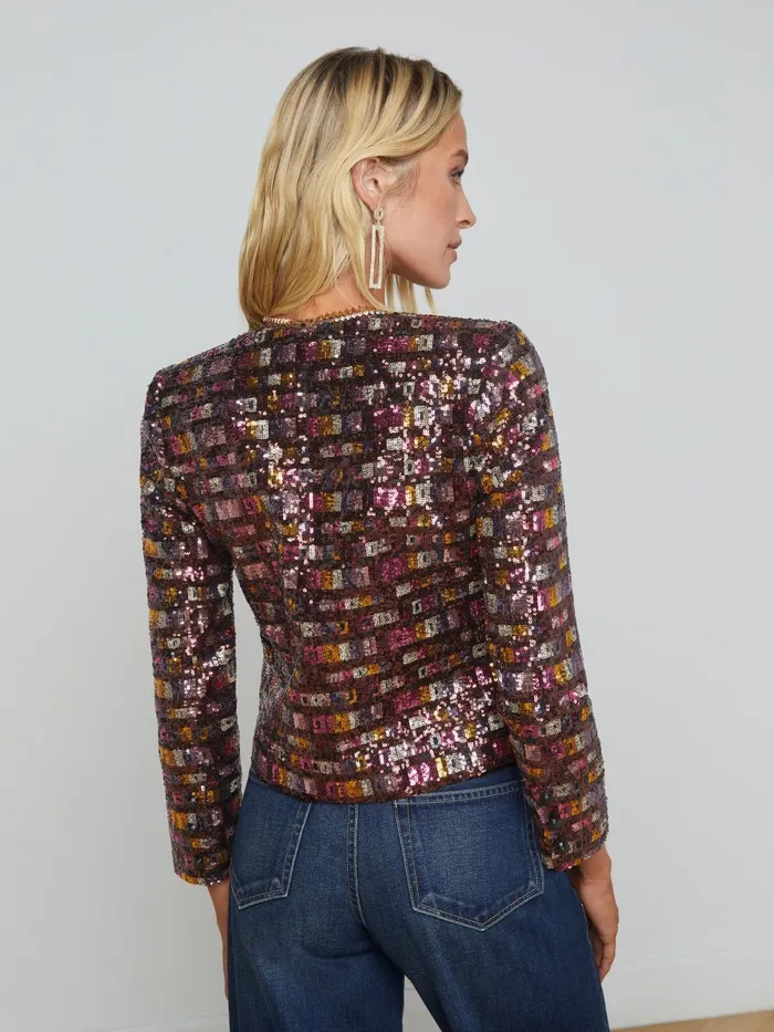 L039Agence Blazers and Jackets Women Caprina Sequin Jacket Wisteriadesert Clay Sequin Stripe L039Agence Blazers and Jackets Women Caprina Sequin Jacket Wisteriadesert Clay Sequin Stripe