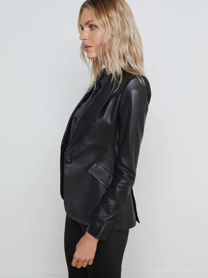 L039Agence Blazers and Jackets Women Chamberlain Leather Blazer Black L039Agence Blazers and Jackets Women Chamberlain Leather Blazer Black