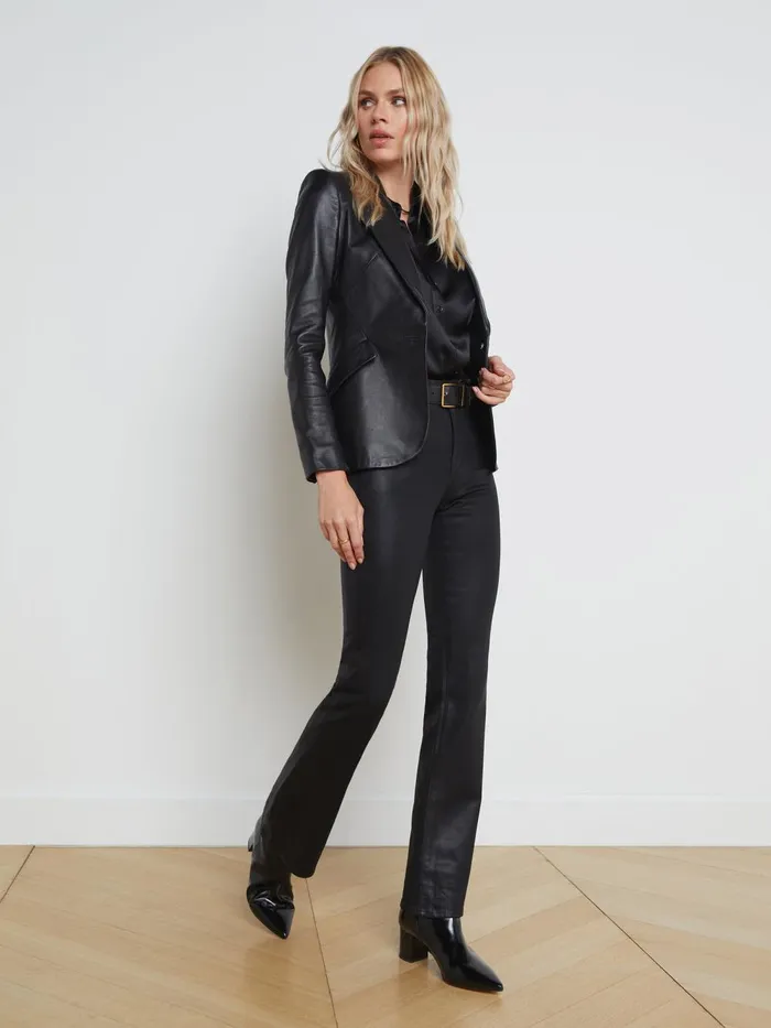 L039Agence Blazers and Jackets Women Chamberlain Leather Blazer Black L039Agence Blazers and Jackets Women Chamberlain Leather Blazer Black