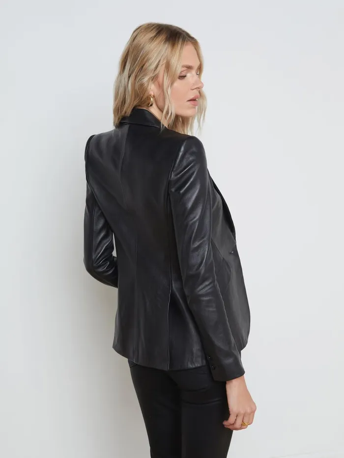 L039Agence Blazers and Jackets Women Chamberlain Leather Blazer Black L039Agence Blazers and Jackets Women Chamberlain Leather Blazer Black