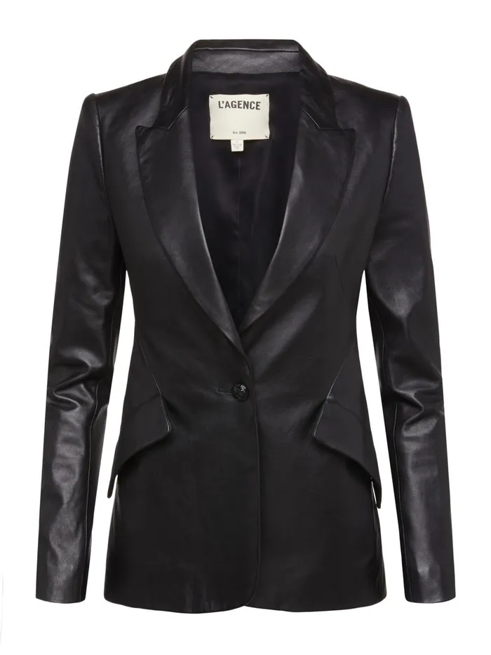 L039Agence Blazers and Jackets Women Chamberlain Leather Blazer Black L039Agence Blazers and Jackets Women Chamberlain Leather Blazer Black