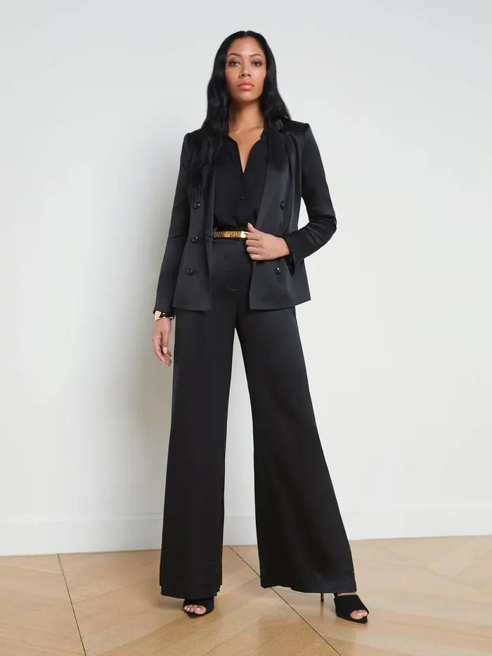 L039Agence Blazers and Jackets Women Colin Silk Charmeuse Blazer Black L039Agence Blazers and Jackets Women Colin Silk Charmeuse Blazer Black