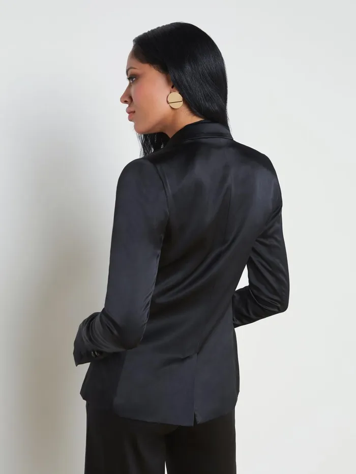 L039Agence Blazers and Jackets Women Colin Silk Charmeuse Blazer Black L039Agence Blazers and Jackets Women Colin Silk Charmeuse Blazer Black