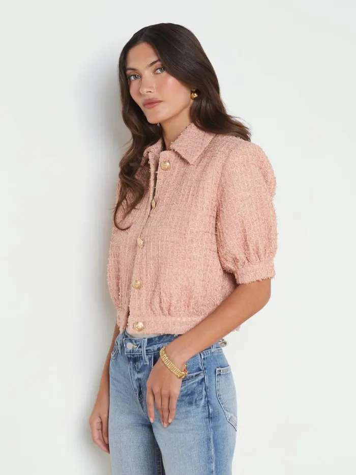 L039Agence Blazers and Jackets Women Cove Cropped Tweed Jacket Dusty Pink