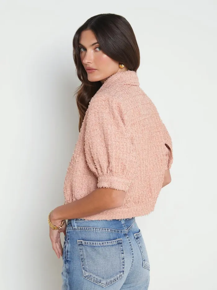 L039Agence Blazers and Jackets Women Cove Cropped Tweed Jacket Dusty Pink
