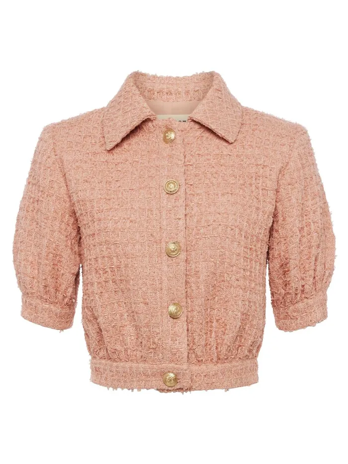 L039Agence Blazers and Jackets Women Cove Cropped Tweed Jacket Dusty Pink