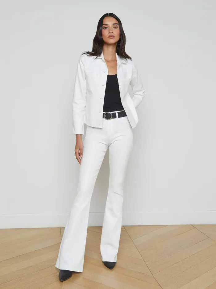 L039Agence Blazers and Jackets Women Janelle Coated Denim Jacket Blanc Coated L039Agence Blazers and Jackets Women Janelle Coated Denim Jacket Blanc Coated