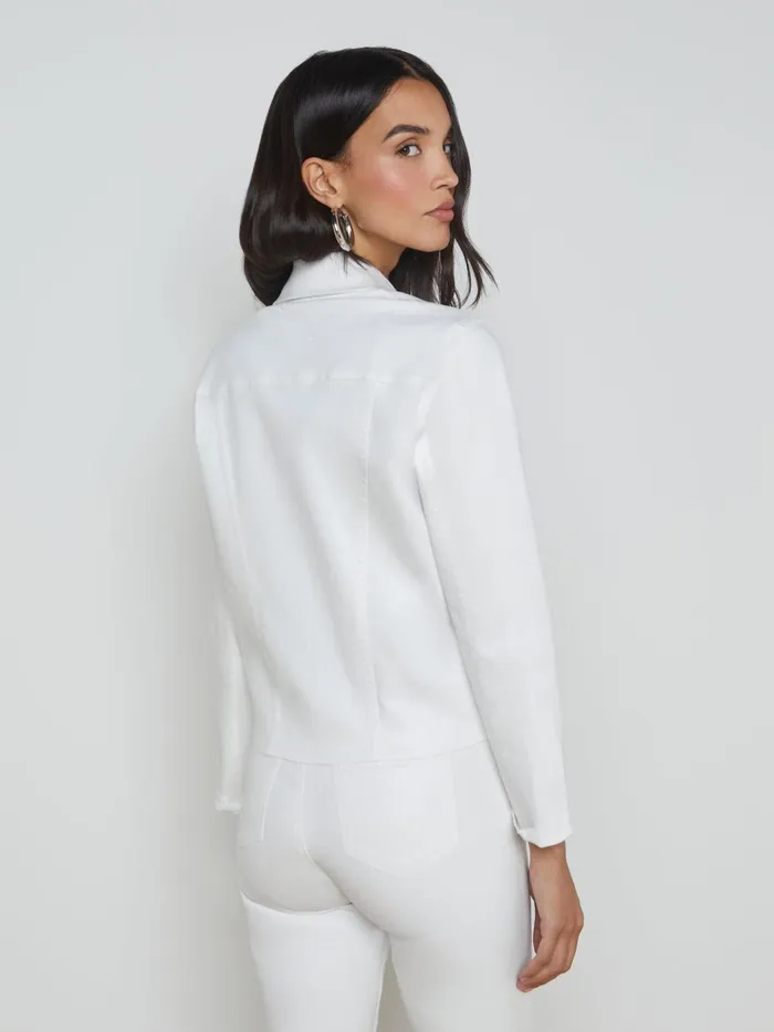 L039Agence Blazers and Jackets Women Janelle Coated Denim Jacket Blanc Coated L039Agence Blazers and Jackets Women Janelle Coated Denim Jacket Blanc Coated