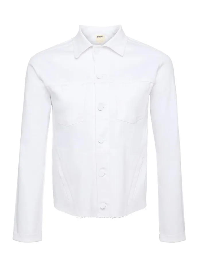 L039Agence Blazers and Jackets Women Janelle Coated Denim Jacket Blanc Coated L039Agence Blazers and Jackets Women Janelle Coated Denim Jacket Blanc Coated