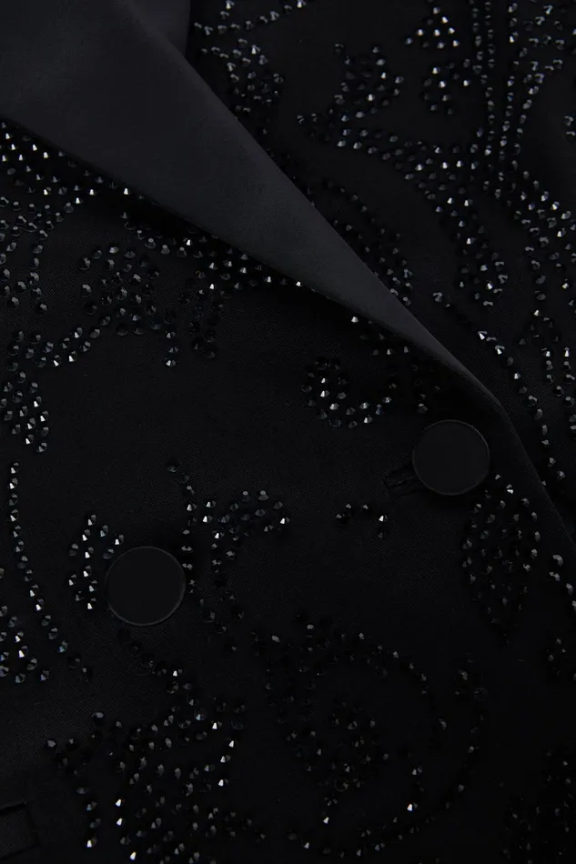 L039Agence Blazers and Jackets Women Jericho Rhinestone Blazer Black Crystal L039Agence Blazers and Jackets Women Jericho Rhinestone Blazer Black Crystal