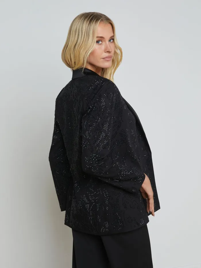 L039Agence Blazers and Jackets Women Jericho Rhinestone Blazer Black Crystal L039Agence Blazers and Jackets Women Jericho Rhinestone Blazer Black Crystal