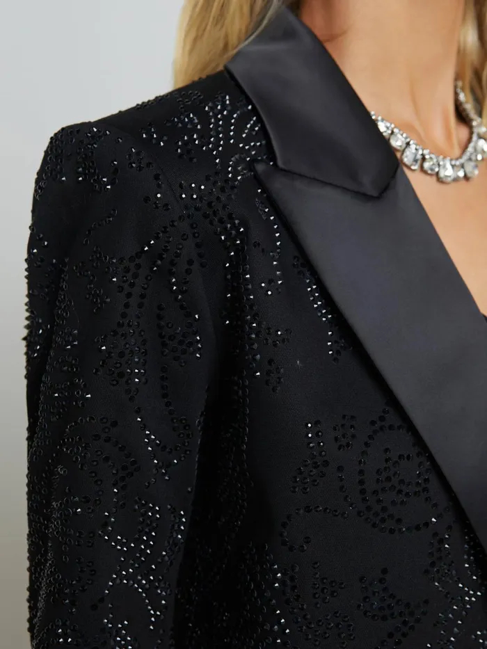 L039Agence Blazers and Jackets Women Jericho Rhinestone Blazer Black Crystal L039Agence Blazers and Jackets Women Jericho Rhinestone Blazer Black Crystal