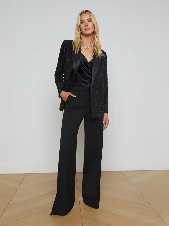 L039Agence Blazers and Jackets Women Jericho Rhinestone Blazer Black Crystal L039Agence Blazers and Jackets Women Jericho Rhinestone Blazer Black Crystal