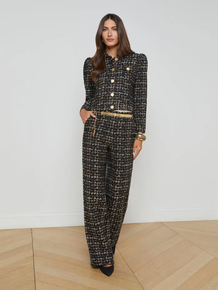 L039Agence Blazers and Jackets Women Kasey Tweed Jacket Blacktan Tweed L039Agence Blazers and Jackets Women Kasey Tweed Jacket Blacktan Tweed