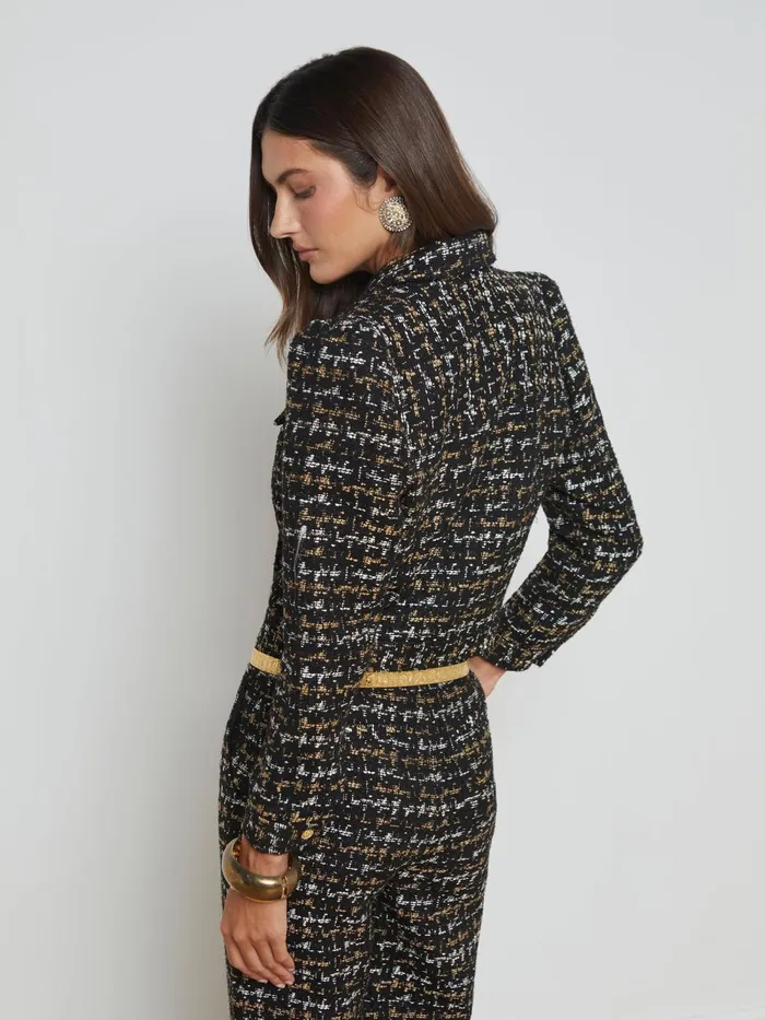 L039Agence Blazers and Jackets Women Kasey Tweed Jacket Blacktan Tweed L039Agence Blazers and Jackets Women Kasey Tweed Jacket Blacktan Tweed
