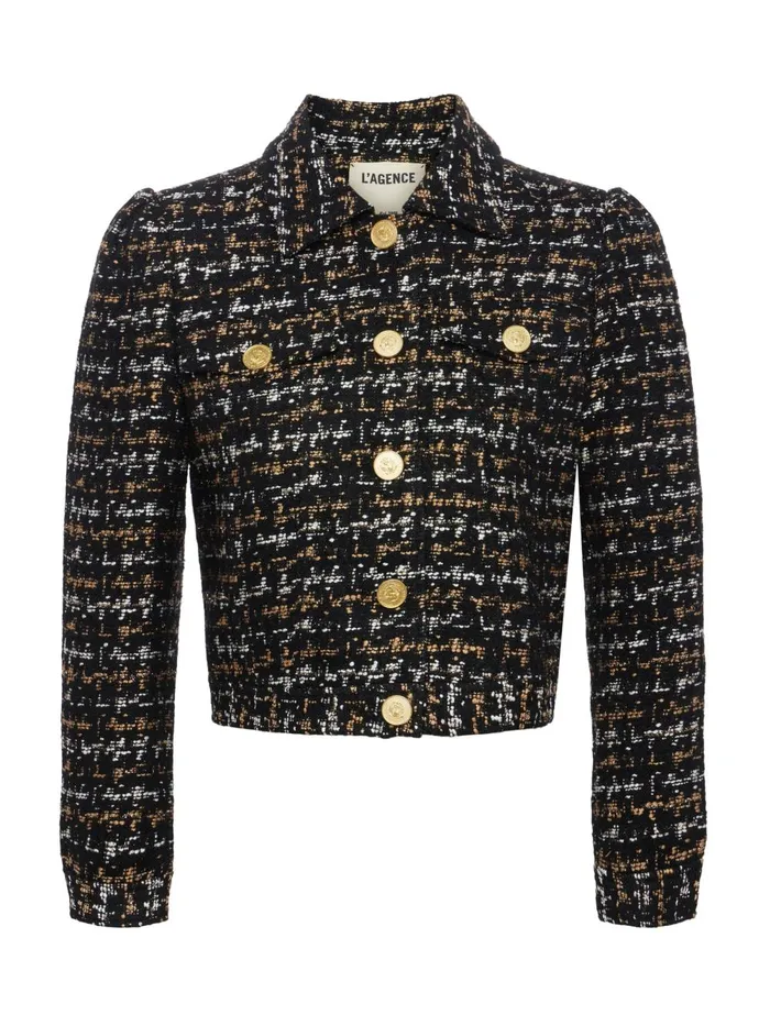L039Agence Blazers and Jackets Women Kasey Tweed Jacket Blacktan Tweed L039Agence Blazers and Jackets Women Kasey Tweed Jacket Blacktan Tweed