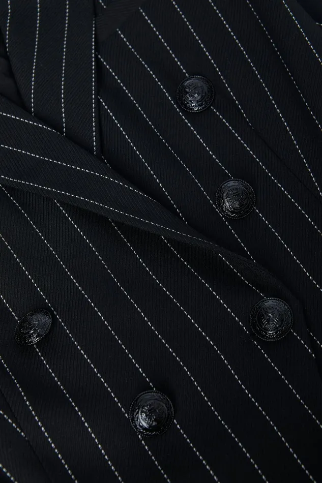 L039Agence Blazers and Jackets Women Kendi Pinstriped Long Blazer Blackecru L039Agence Blazers and Jackets Women Kendi Pinstriped Long Blazer Blackecru