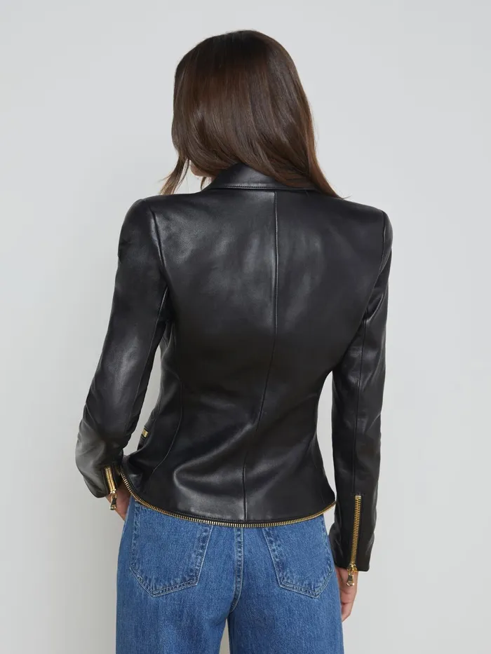 L039Agence Blazers and Jackets Women Ottilie Leather Blazer Black L039Agence Blazers and Jackets Women Ottilie Leather Blazer Black