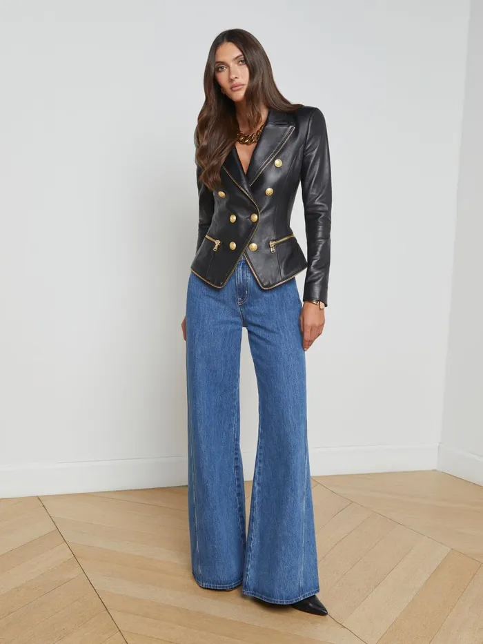 L039Agence Blazers and Jackets Women Ottilie Leather Blazer Black L039Agence Blazers and Jackets Women Ottilie Leather Blazer Black
