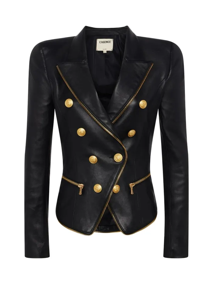 L039Agence Blazers and Jackets Women Ottilie Leather Blazer Black L039Agence Blazers and Jackets Women Ottilie Leather Blazer Black