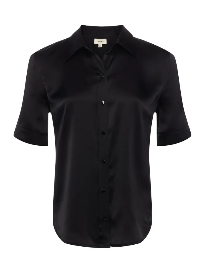 L039Agence Blouses and Tops Women Ellah Silk Blouse Black L039Agence Blouses and Tops Women Ellah Silk Blouse Black