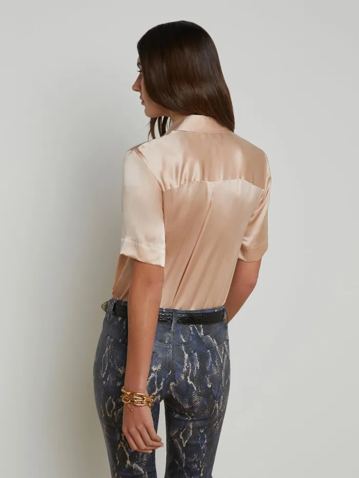 L039Agence Blouses and Tops Women Ellah Silk Blouse Petal L039Agence Blouses and Tops Women Ellah Silk Blouse Petal