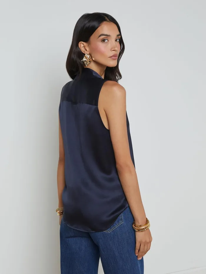 L039Agence Blouses and Tops Women Emmy Sleeveless Silk Blouse Midnight