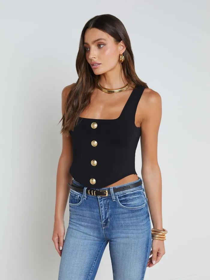 L039Agence Blouses and Tops Women Saga Top Blackgold L039Agence Blouses and Tops Women Saga Top Blackgold