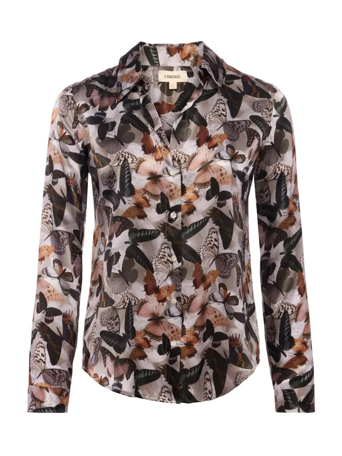 L039Agence Blouses and Tops Women Tyler Silk Blouse Multi Dark Butterfly L039Agence Blouses and Tops Women Tyler Silk Blouse Multi Dark Butterfly