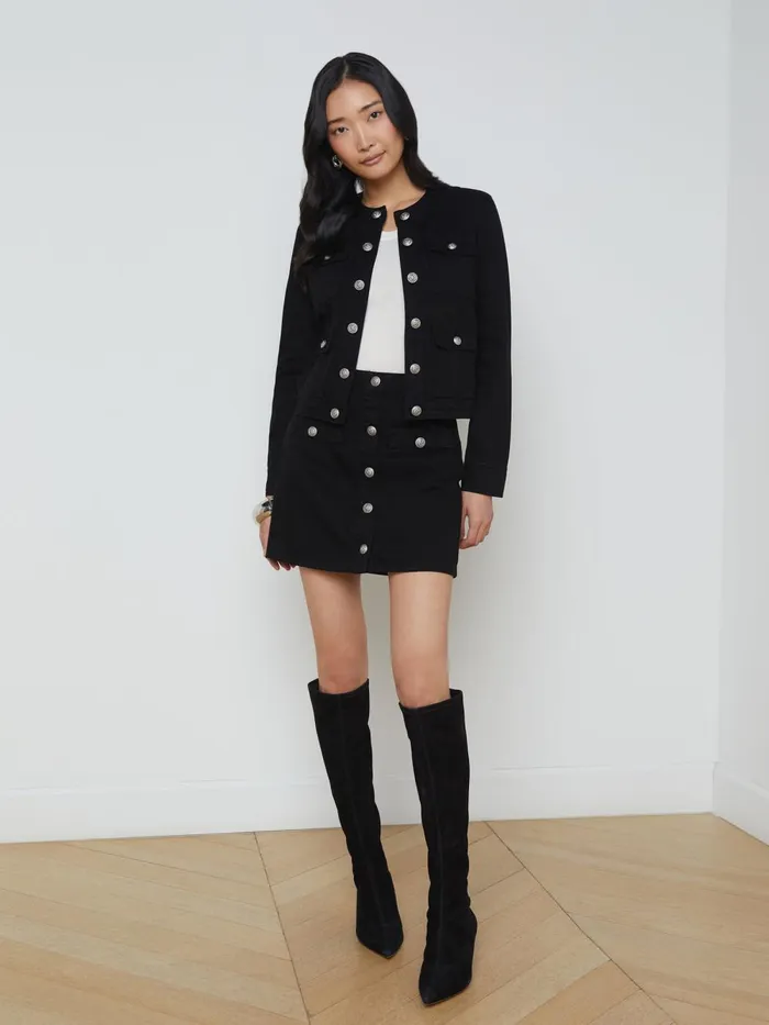 L039Agence Denim Jackets Women Yari Denim Jacket Noir L039Agence Denim Jackets Women Yari Denim Jacket Noir