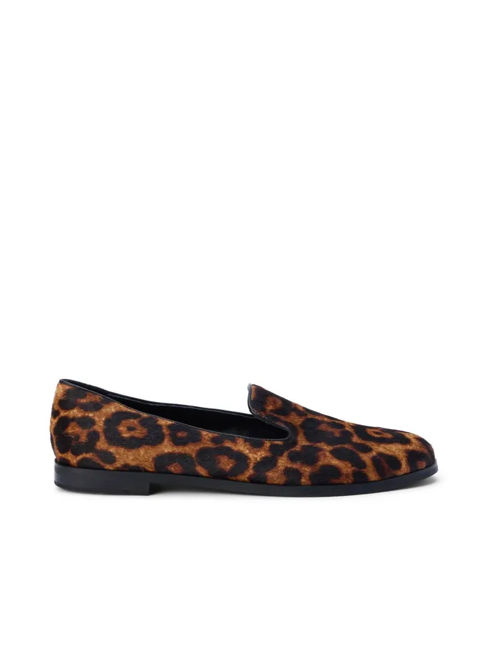 L039Agence Flats and Loafers Women Dominik Leather Loafer Natural Leopard Hair