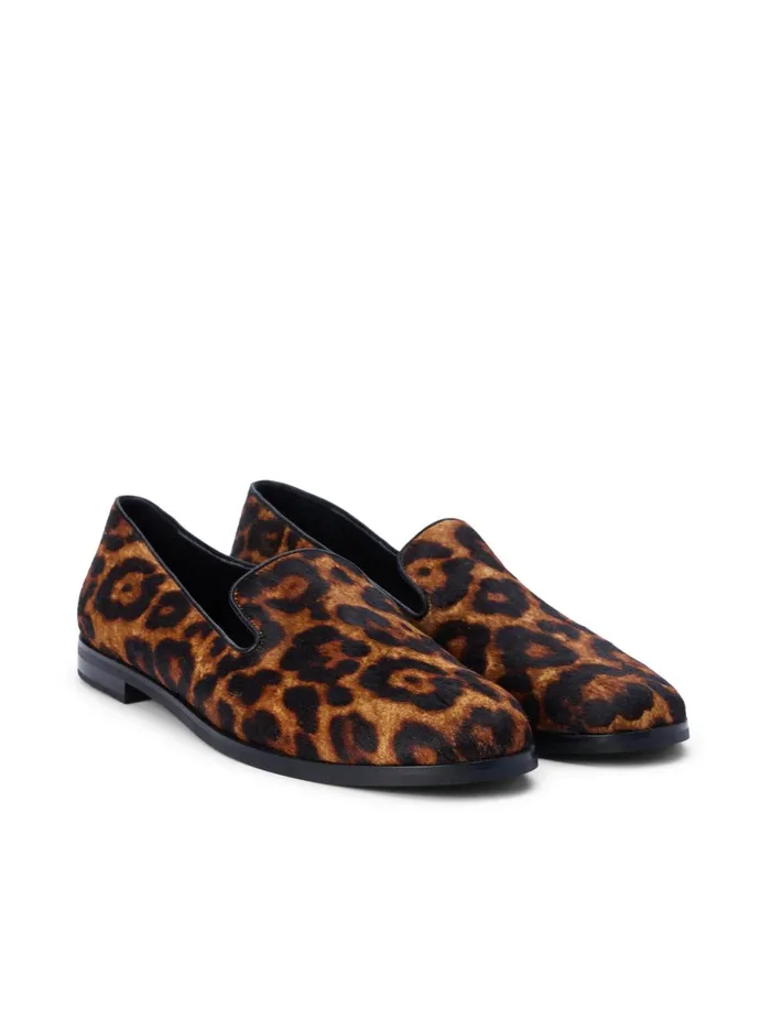 L039Agence Flats and Loafers Women Dominik Leather Loafer Natural Leopard Hair L039Agence Flats and Loafers Women Dominik Leather Loafer Natural Leopard Hair
