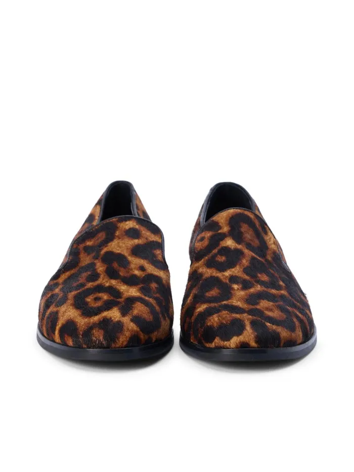 L039Agence Flats and Loafers Women Dominik Leather Loafer Natural Leopard Hair L039Agence Flats and Loafers Women Dominik Leather Loafer Natural Leopard Hair