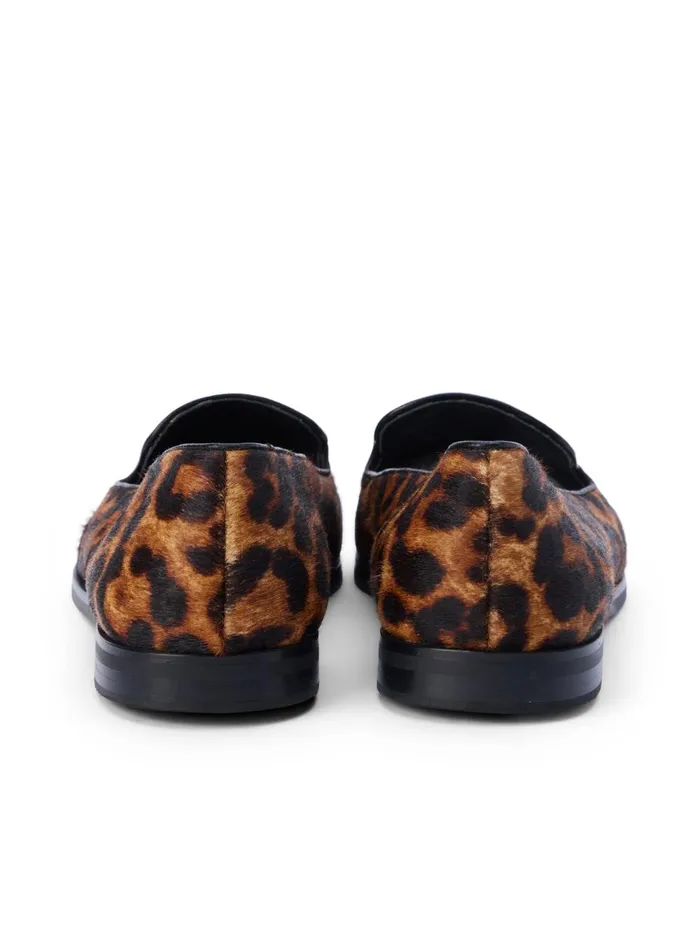 L039Agence Flats and Loafers Women Dominik Leather Loafer Natural Leopard Hair L039Agence Flats and Loafers Women Dominik Leather Loafer Natural Leopard Hair