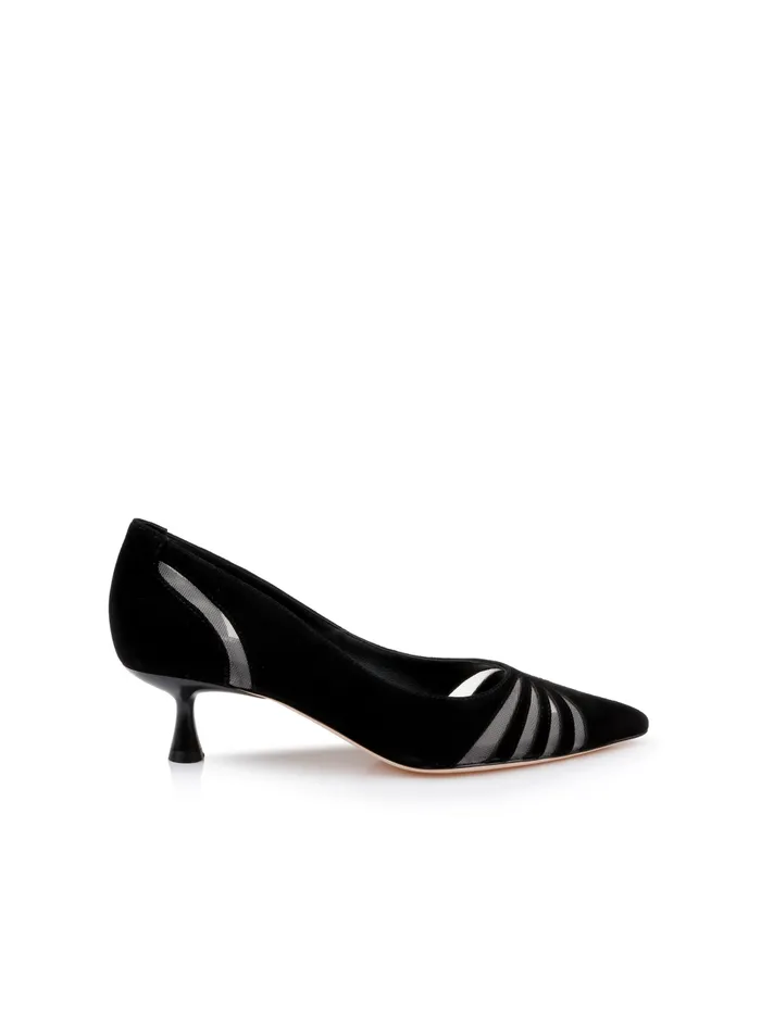 L039Agence Heels Women Eglantine Suede Kitten Pump Black Suede