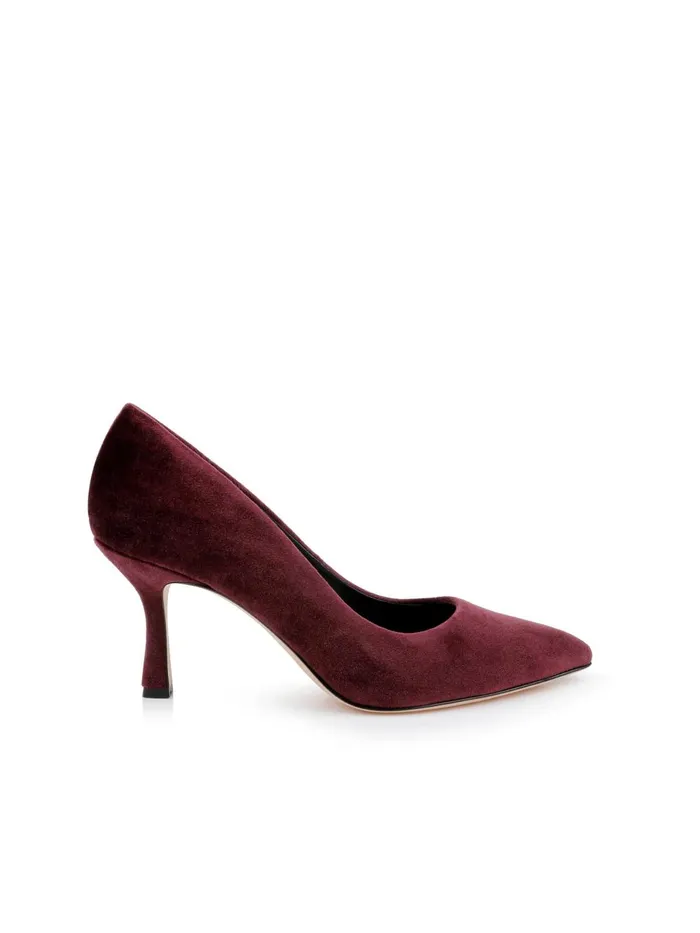 L039Agence Heels Women Fleur Velvet Pump Burgundy Velvet