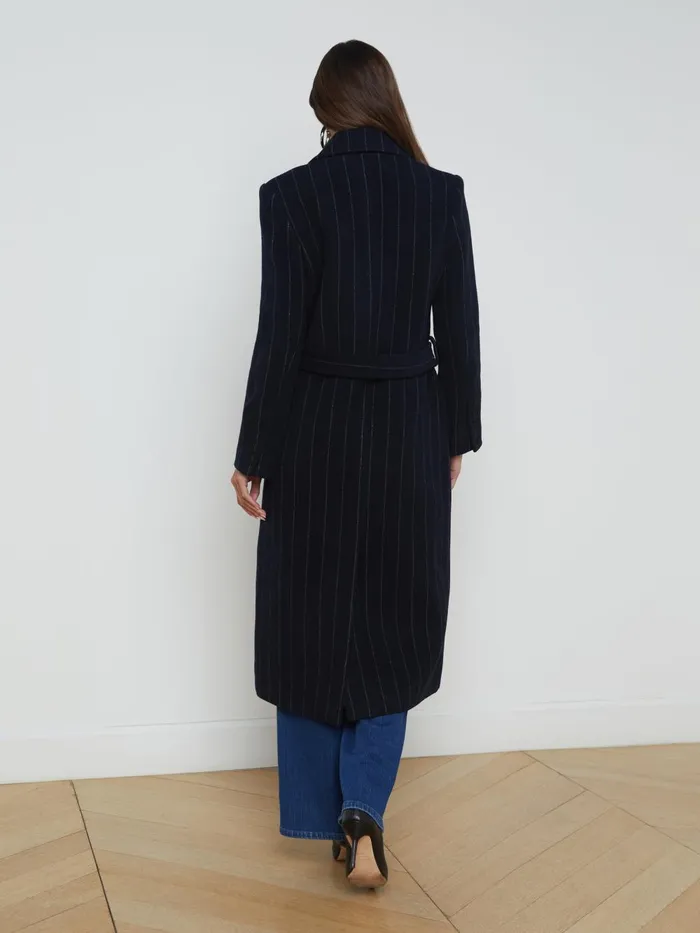 L039Agence Outerwear Women Olina Coat Midnightivory Pinstripe L039Agence Outerwear Women Olina Coat Midnightivory Pinstripe