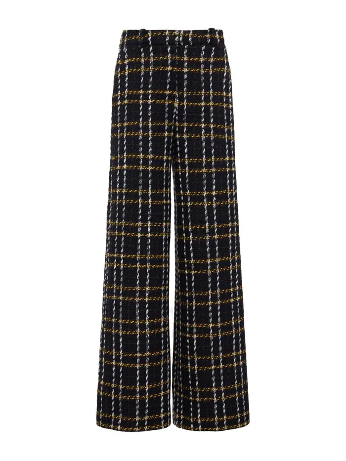 L039Agence Pants Women Pilar Tweed WideLeg Pant Black Yellow Multi Plaid L039Agence Pants Women Pilar Tweed WideLeg Pant Black Yellow Multi Plaid