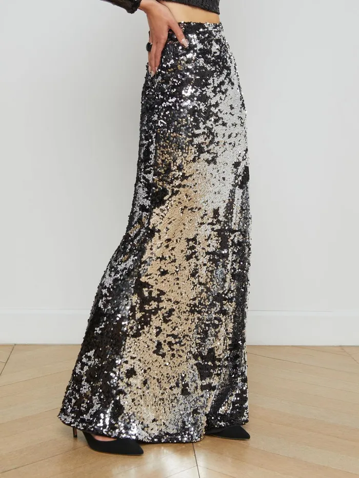 L039Agence Skirts Women Zeta Sequin Skirt Silverblack Sequin L039Agence Skirts Women Zeta Sequin Skirt Silverblack Sequin