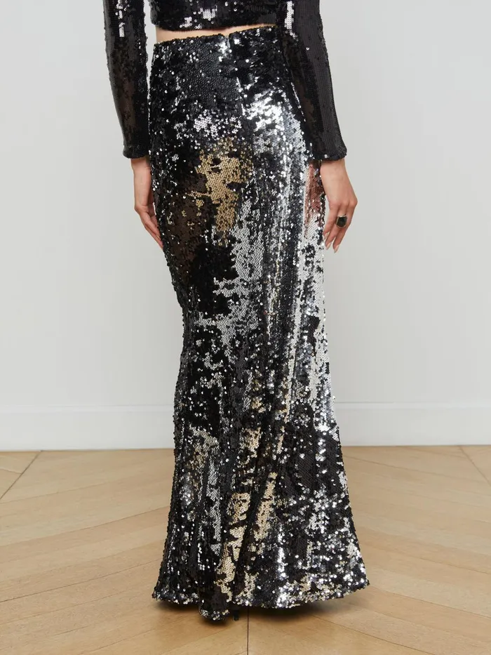 L039Agence Skirts Women Zeta Sequin Skirt Silverblack Sequin L039Agence Skirts Women Zeta Sequin Skirt Silverblack Sequin