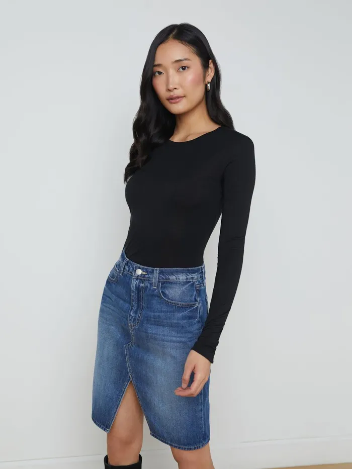 L039Agence Tees Women Ayla Cashmere Jersey Tee Black
