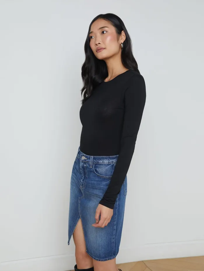 L039Agence Tees Women Ayla Cashmere Jersey Tee Black L039Agence Tees Women Ayla Cashmere Jersey Tee Black