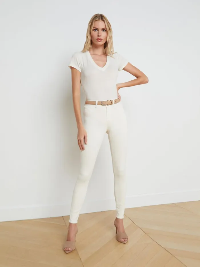 L039Agence Tees Women Becca Cotton VNeck Tee Vintage White L039Agence Tees Women Becca Cotton VNeck Tee Vintage White