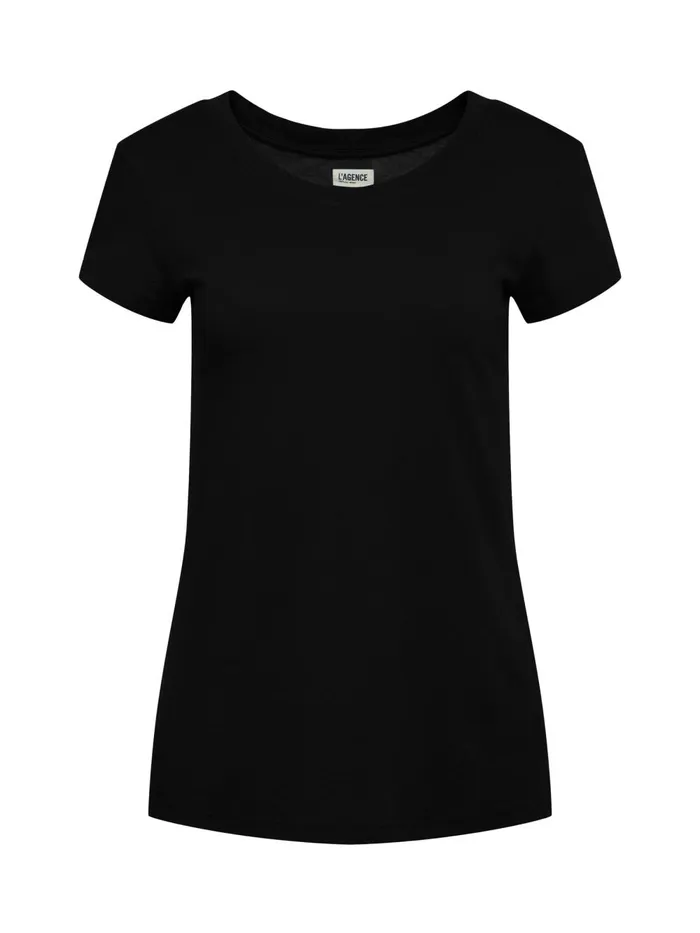L039Agence Tees Women Cory Cotton Scoopneck Tee Black L039Agence Tees Women Cory Cotton Scoopneck Tee Black