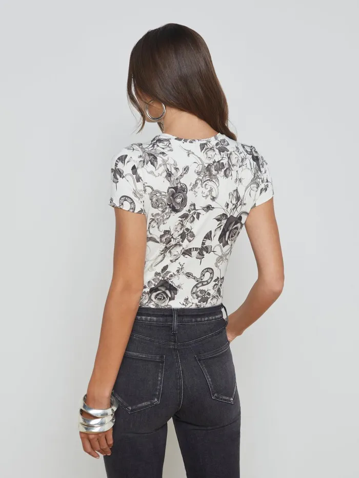 L039Agence Tees Women Ressi Fitted Tee Ivoryblack Baroque Floral L039Agence Tees Women Ressi Fitted Tee Ivoryblack Baroque Floral