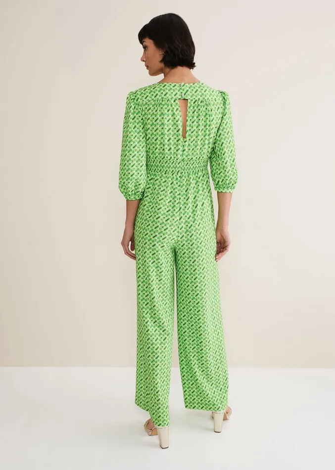 Lacey Geo Wide Leg Jumpsuit Green Women Phase Eight Dresses